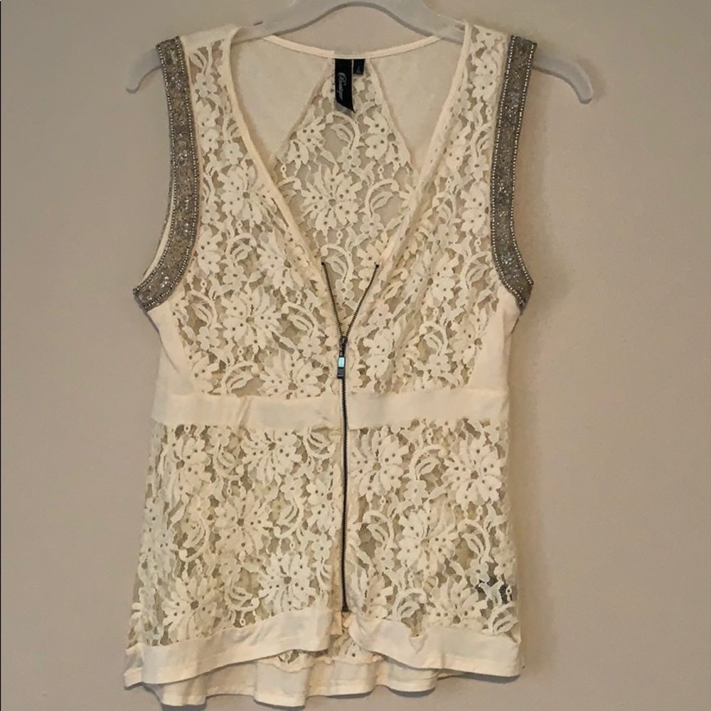 Women’s lace vest with beading